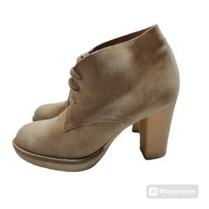 J Crew Women's Sz 7 Macalister Suede Lace Up Heel Boots Gum Sole Made in Italy